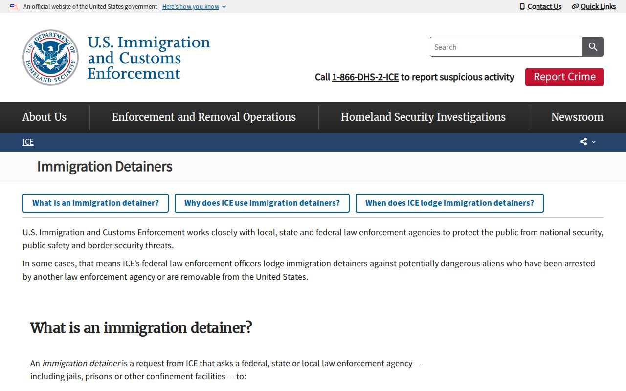 ICE detainer transfer path after Cumberland County Jail release