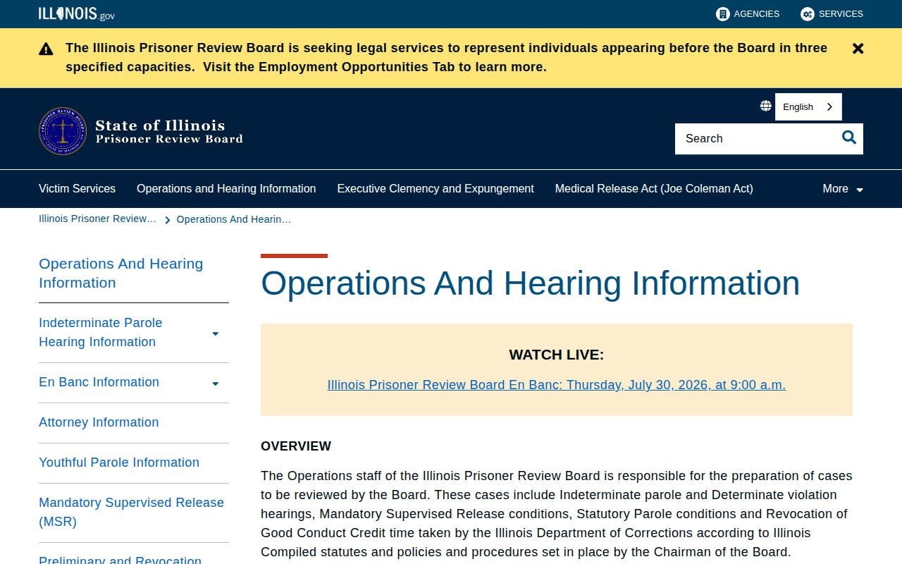 Cumberland County post-release supervision Prisoner Review Board hearing hub